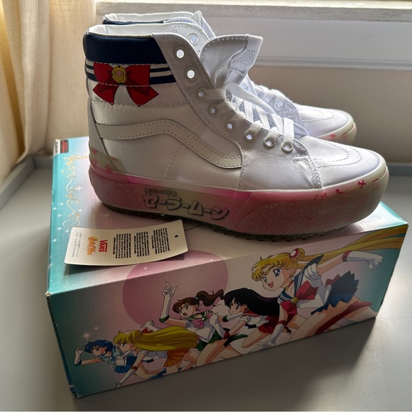 Vans x Sailor Moon Sk8-Hi Stacked satin platform high tops, NEW Sz W8 - Picture 6 of 9
